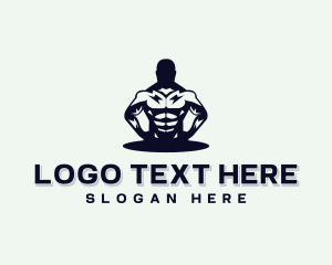 Masculine - Muscular Bodybuilder Gym logo design