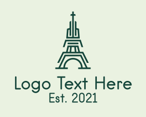 Landmark - Green Outline Tower logo design