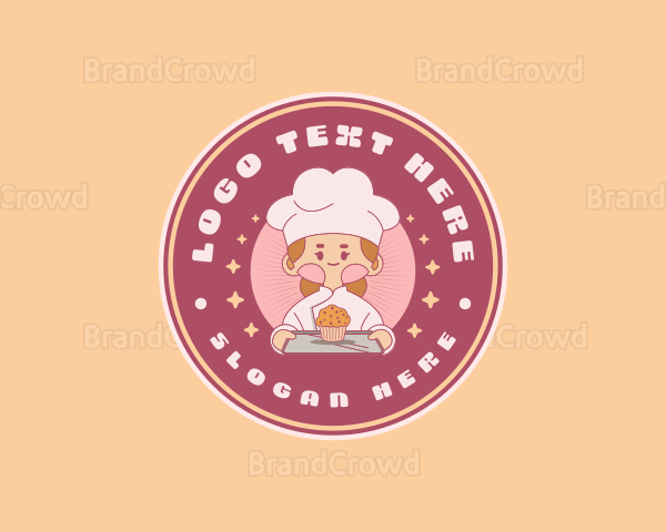 Cute Girl Cupcake Baker Logo