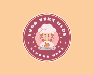 Cute Girl Cupcake Baker Logo