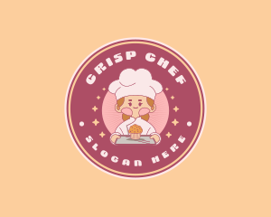 Cute Girl Cupcake Baker logo design