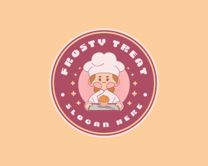 Cute Girl Cupcake Baker logo design