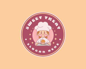 Cute Girl Cupcake Baker logo design