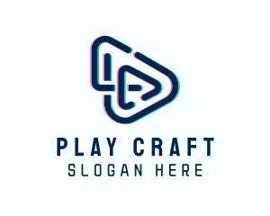 Glitch Play Button logo design