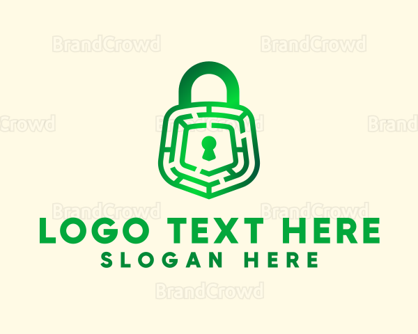 Green Maze Padlock Logo