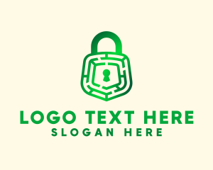 Secure - Green Maze Padlock logo design