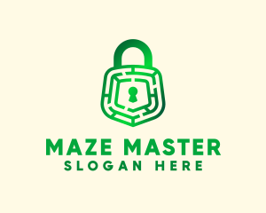 Green Maze Padlock logo design