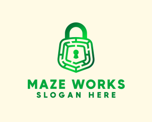 Maze - Green Maze Padlock logo design