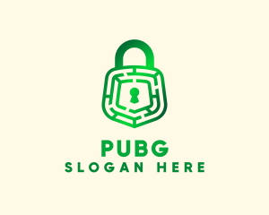 Lock - Green Maze Padlock logo design