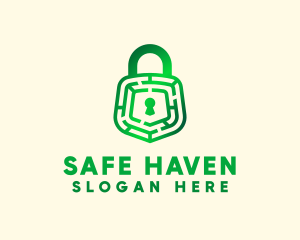 Green Maze Padlock logo design