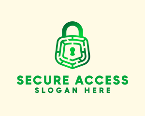 Passcode - Green Maze Padlock logo design