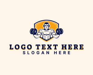 Muscle - Dumbbell Muscle Man logo design