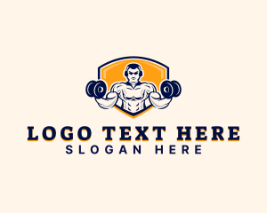 Fitness - Dumbbell Muscle Man logo design