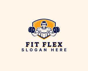 Dumbbell - Dumbbell Muscle Man logo design