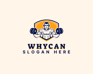 Workout - Dumbbell Muscle Man logo design