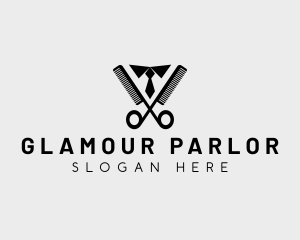 Parlor - Barber Scissors Comb logo design