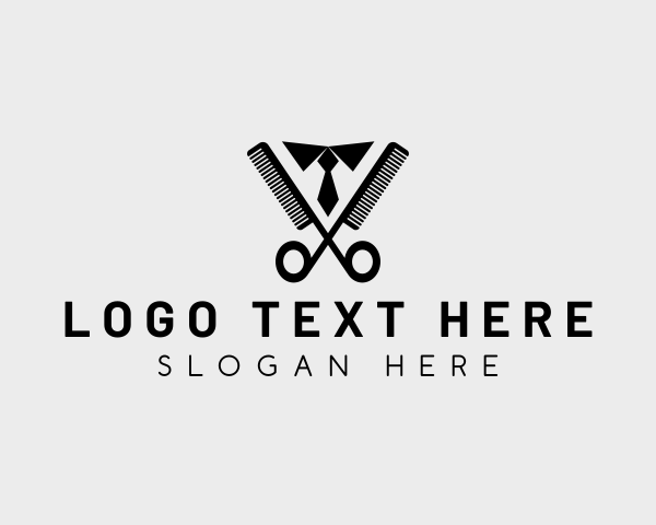 Parlor - Barber Scissors Comb logo design