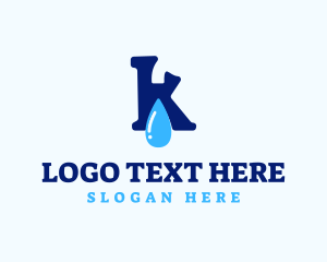 H2o - Water Refill Letter K logo design