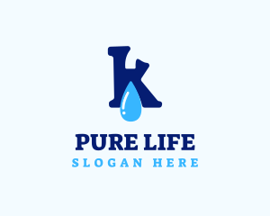 Alkaline - Water Refill Letter K logo design