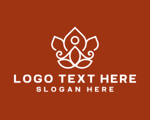 Monoline - Yoga Lotus Leaf logo design