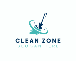 Sanitary - Broom Sanitary Sweeper logo design