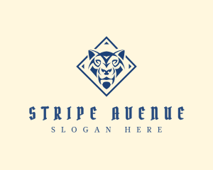 Striped - Brave Tiger Head logo design