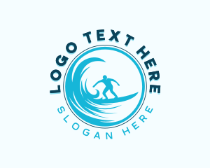 Sports Equipment - Surfer Surfing Man logo design