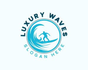 Surfer Surfing Man logo design