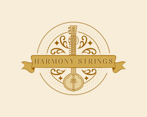 Sitar Music Instrument logo design