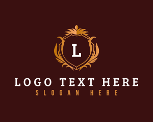 Leaves - Luxury Crown Crest Shield logo design