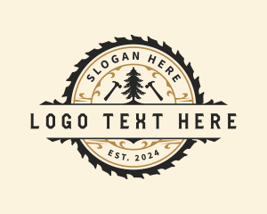 Carpentry - Carpentry Pine Tree Hammer logo design