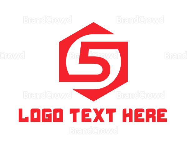 Red Hexagon Number 5 Logo