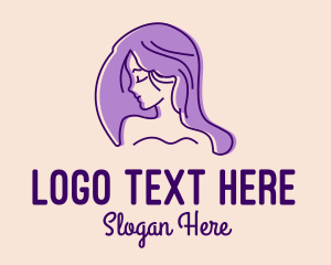 Anime - Purple Pretty Woman Girl logo design