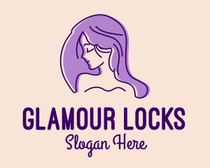 Wig - Purple Pretty Woman Girl logo design