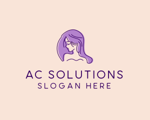 Purple Pretty Woman Girl logo design