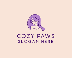 Purple Pretty Woman Girl logo design