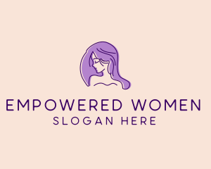 Women - Purple Pretty Woman Girl logo design