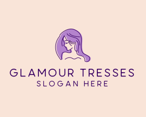 Wig - Purple Pretty Woman Girl logo design