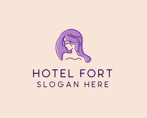 Purple Pretty Woman Girl logo design