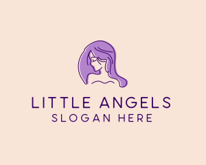 Purple Pretty Woman Girl logo design