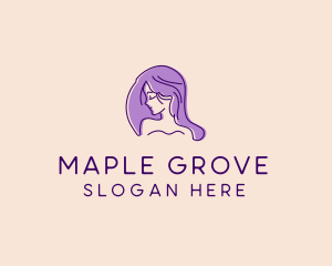 Purple Pretty Woman Girl logo design