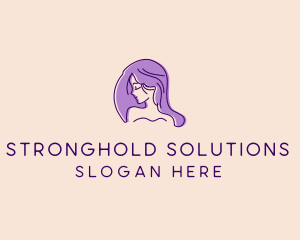 Purple Pretty Woman Girl logo design