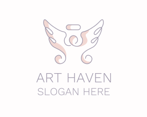 Angel Wings Line Art logo design