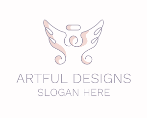 Angel Wings Line Art logo design