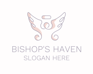 Bishop - Angel Wings Line Art logo design