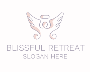 Bible Study - Angel Wings Line Art logo design