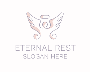 Afterlife - Angel Wings Line Art logo design