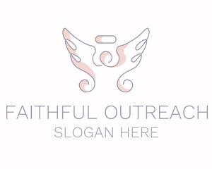 Evangelization - Angel Wings Line Art logo design