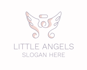 Angel Wings Line Art logo design
