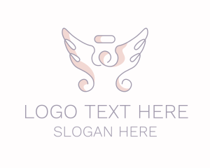 God - Angel Wings Line Art logo design